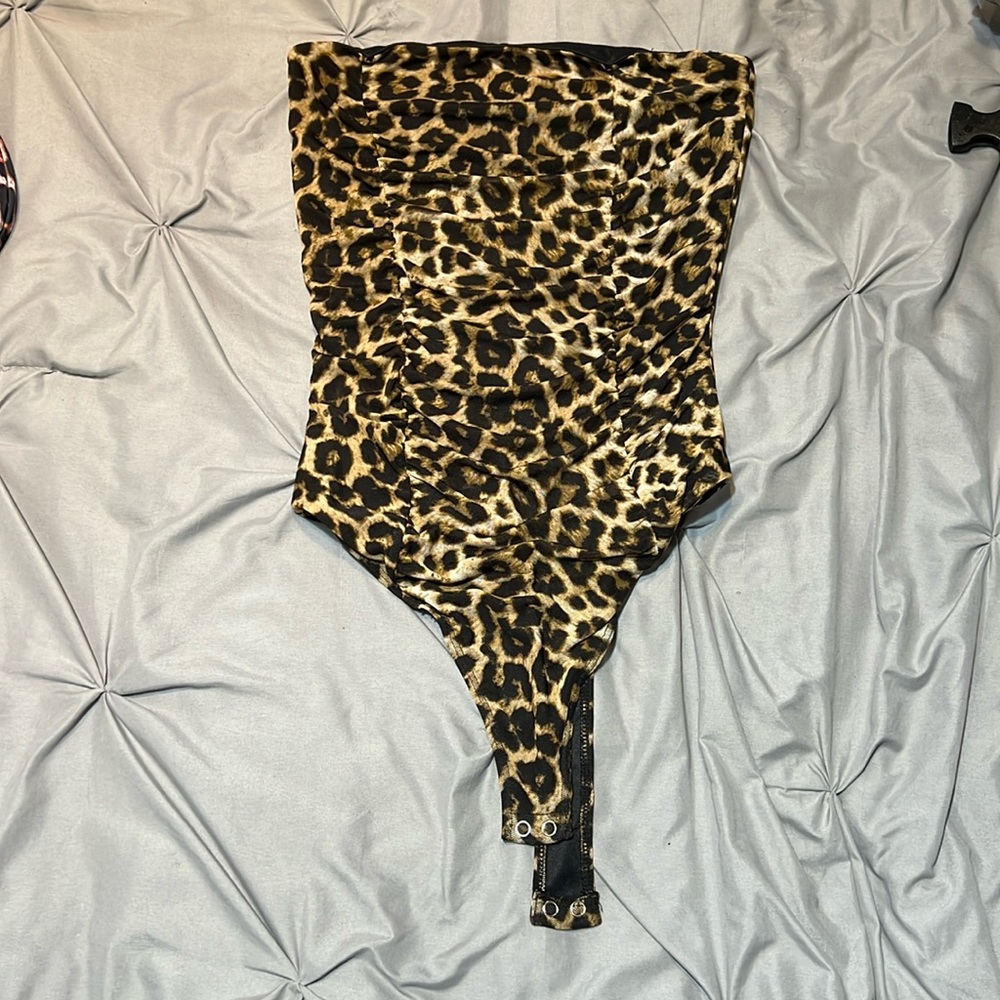 Strapless cheetah bodysuit size small